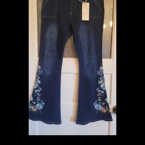 Embroidered Flare Jeans